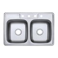 Gourmetier GKTD33228 Drop-in Double Bowl Kitchen Sink, Brushed GKTD33228